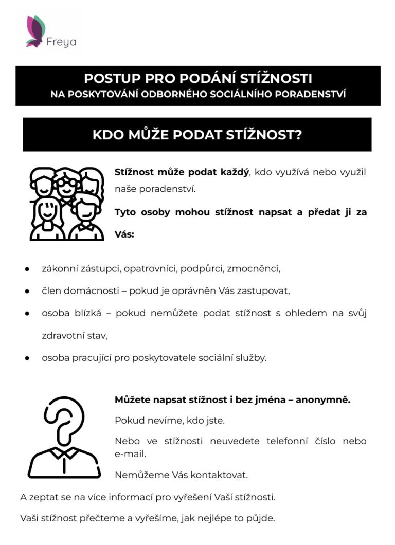 Postup pro podání stížnosti v jednoduchém čtení (černobílé)