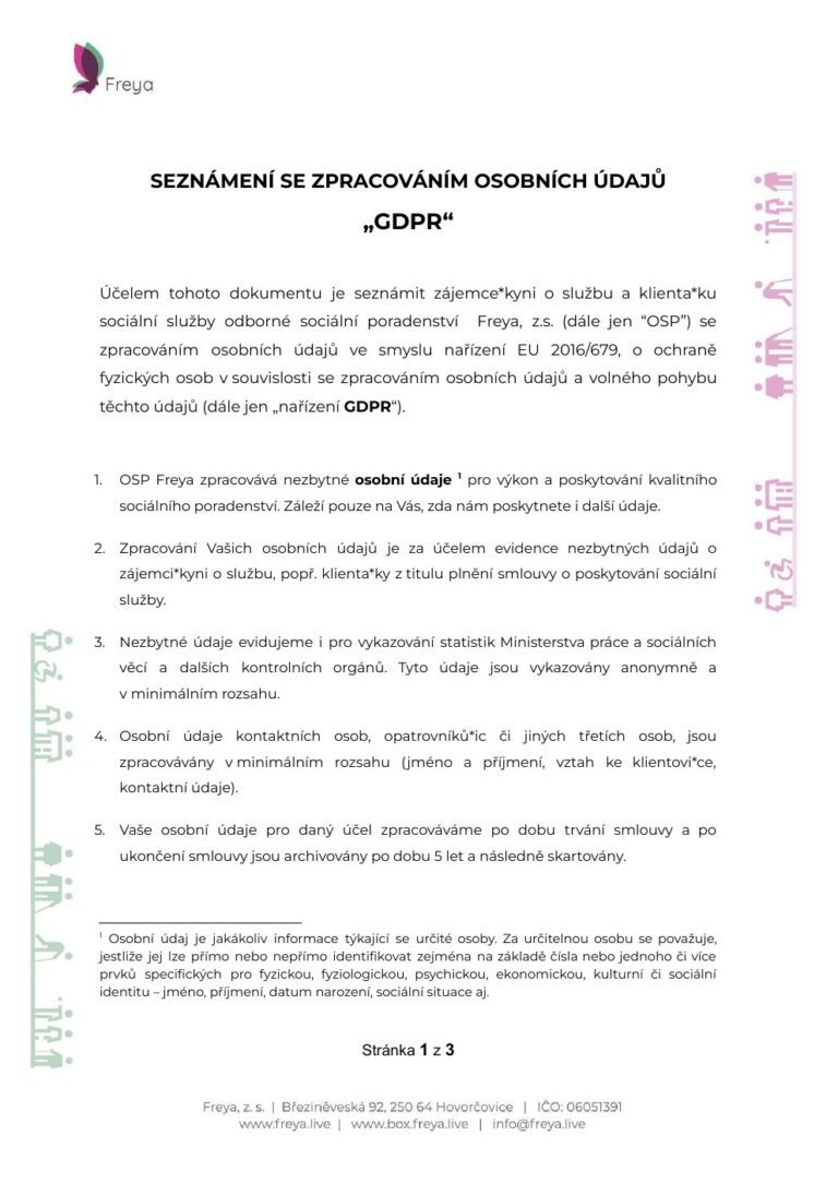 Seznámení se zpracováním osobních údajů