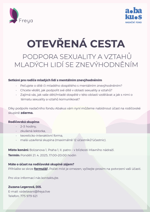 leták Abakus rodičovská skupina